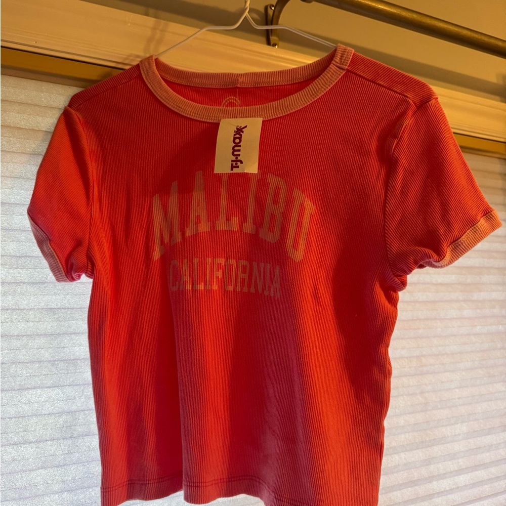 Malibu California Womens Short Sleeve Tee - pink